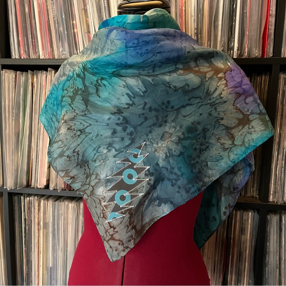 marble dyed silk scarf wrap kerchief phish stealie bolt fishman donuts 💙⭕️🩵⚡️syf